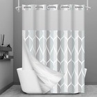 Hookless Grey Shower Curtain With Snap In Fabric Liner Set - Hotel Style