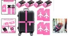 Bright 8-pc Luggage Strap   Id Tag Set - Adjustable  Durable   Tsa Approved Pink