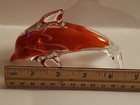 Dolphin Glass Figure Red 4 5   In  Decorative Paperweight Po