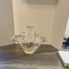 Vintage Clear Glass Ruffled Rim Bowl Decorative Dish For Adults