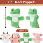 4 Pcs 11 Inch Farm Animal Hand Puppet Set Soft Realistic Plush Puppets Toys