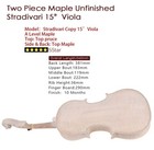 T21  Stradivari Style Unfinished 15  Viola Two Piece European Wood 100  Handmade