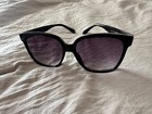 Quay Wide Awake Square Sunglasses Black Plastic Frame Purple Tinted Uv400