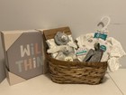 Neutral Baby Boy Gift Hamper Basket Maternity Shower Gift Baby