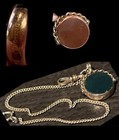 Antique Gold 9ct 375 Watch Fob Bloodstone Carnelian Spinner Hallmark Weh Chain 9