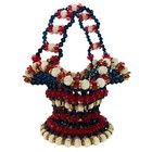 Americana 70s Safety Pin Patriotic Beaded Basket Vtg Handcrafted Grandma Chic