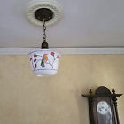 650c Antique 1930 s Ceiling Light Glass Shade Lamp Fixture Vintage Pendant