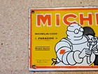 Vintage Michelin Code Paragon Bibendum Twins Porcelain Enamel Metal Sign 8  X 4 