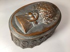 Rare Vintage Antique Fluted Tin W copper Wheat Stalks Embossed Cap Baking Mold