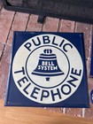 Vtg Bell Telephone Company Phone Sign Lot American Phone Booth Store Display