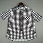 Ronix Wakeboards Shirt Mens Large Black Checkerboard Surf Snap Western Casual