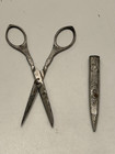 Antique D Peres Solingen 4 5 Inch Sewing Ornate German Steel Scissors With Case
