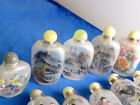 10 80 s Chinese Reverse Painted Snuff Bottles Jade Tops  Signed Different Scenes