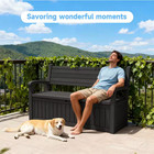 90 Gal  Black Resin Outdoor Storage Bench With Waterproof  Large Entryway Large