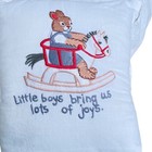 Embroidered Baby Boy Nursery Pillow Bunny On Rocking Horse 12x14  Read