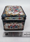 Vintage Floral Tin Designed By Daher   England Hinged  3 5 X 2 75 X 2 25    Nice 