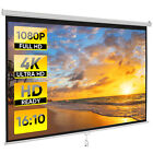 Movie Projector Screen Pull Down 16 10 Foldable Wall Mount Hd Projection Screen