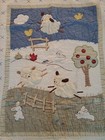 Vtg Baby Quilt Crib Blanket Lamb Chick Bird Bunny Rabbit Handmade Applique 35x45