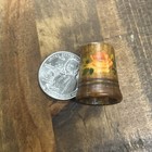 Vintage Hand Painted Wooden Thimble Wood Floral Thimble