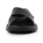 Tiestra Men s Beach Leather Slide Sandals Dressy Comfortable Summer Shoes Black