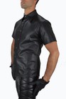 Aw-666 Leather Shirt Black Leather Shirt  Soft Leather Shirt En Cuir  Leather Uniform