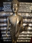 Exquisite Antique Tibetan Silver Tone Sakyamuni Buddha Statue  16   Tall