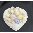 Japan Porcelain Trinket Dish  Scalloped Heart Shape With Fruit On Lid  Sm Ding