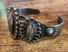 Sterling Silver Oval Dome Cuff Bracelet - Arrow Stamping - Vtg Fred Harvey Era