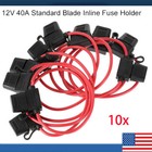 12 Gauge 10 Pack In-line Atc ato Fuse Holder 40 Amp Blade Fuse Holder Cover 12v-