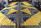 Quilt Top  Log Cabin Version  In Sunflower Prints  Colors  75    L  X 60    W
