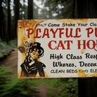 Vintage The Playful Pussy Cat House Porcelain Sign Brothel Las Vegas Nevada Usa