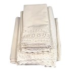 Vintage Wamsutta King Sheet Set Eyelet Lace Scalloped Trim 4 Pc Romance Style