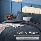 King Size Comforter Set - 7 Pieces Blue Gray Textured King Bedding Sets With Com