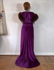 Rare Antique vintage 1930   s Purple Orchid Panne Velvet Gown  Fox Fur Cap Sleeves