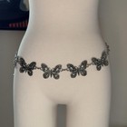 Y2k Antique Silver Butterfly Moth Chain Belt