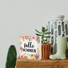Hello Summer Floral Wooden Box Sign Farmhouse Home Tabletop Wall Decor For Home