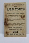 Antique J   P Coats Best 6 Cord Thread Vintage Advertising Trade Card