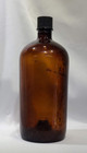 Large Vtg Brown Glass Pharmacy Apothecary Medicine Jar Bottle Screw On Lid 13 5 