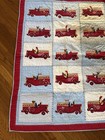 Vintage Pottery Barn Kids Red Fire Truck Engine Quilt Crib Toddler 36    X 50    Euc