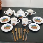Vtg Delton Noah s Ark Porcelain Children   s Tea Party Set For 2 Picnic Basket    