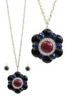 Large Acrylic Medallion Flower Pendant And Long Necklace And Earrings Set