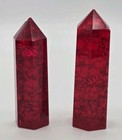 Crackle Fire Red Crystal Point Wand  3 5    3 75  Tall Lot Of 2