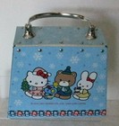 Hello Kitty Metal Purse Bag Lunch Holiday Christmas Blue 5    X 6 5    X 3  Vintage