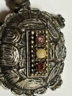 Vintage Turtle Trinket Box solid Perfume Holder W  Rhinestones