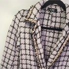 Cbr Pinkish Purple And Cream Tweed Blazer jacket With Pearls Size Small S