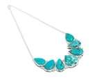 Natural Tibetan Turquoise Gemstone 925 Sterling Silver Necklace Jewelry For Her