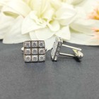 Sterling Silver Cubic Zirconia Cufflinks  Men s Square Cut Wedding Jewelry