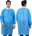 50 Pcs Disposable Sms Lab Coat With Pockets Knit Cuffs 35gsm Blue Medical Dental