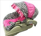 Hot Pink Minky And Zebra Baby toddler Car Seat Cover And Hood Cover - Version B