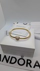 Pandora Moments Golden Plated Heart Claps Snake Chain Bracelet Size 7 1 Inches